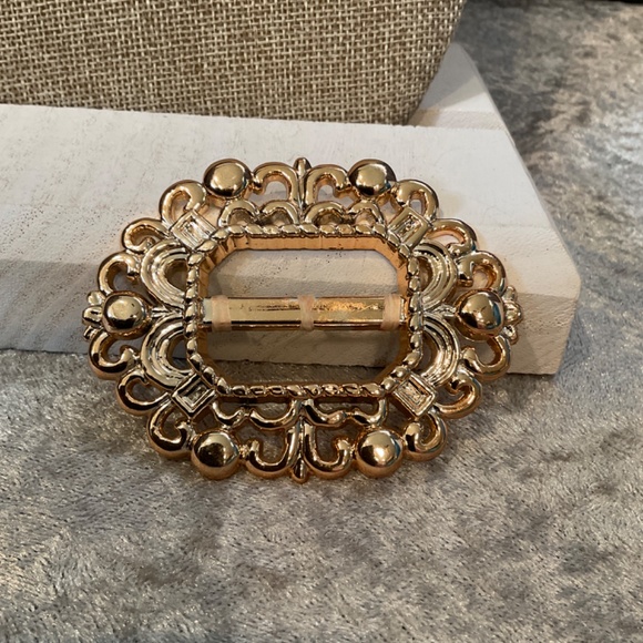 Vintage Gold Plastic Scarf Buckle Slide / Brooch - Picture 3 of 4